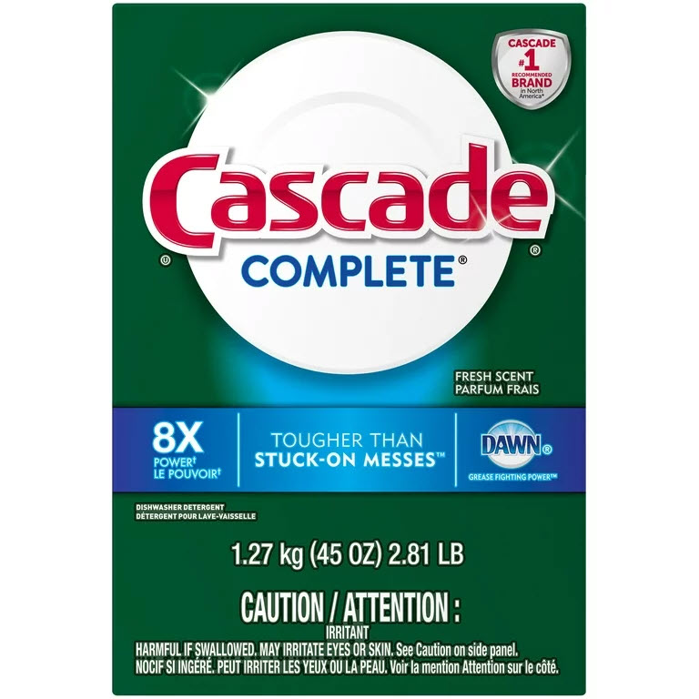 Cascade Dishwasher Detergent Powder 45oz 12/45oz Boxes CASCADE