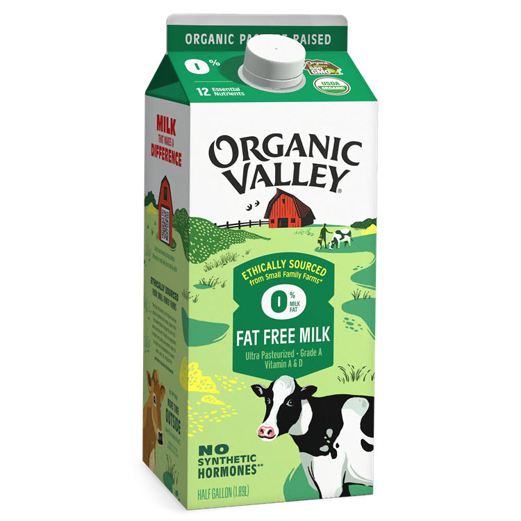 Organic Valley Nonfat Skim Milk Half Gallon Fresh Milk 6/case OVNFSM